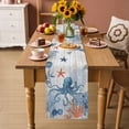 thumbnail image 2 of Coastal Octopus Table Runner 90 Inches, Blue Nautical Ocean Creature Wood Grain Bed Runner Dresser Scarves Tabletop for Indoor Outdoor Parties/Ceremony/Banquet, 13" x 90", 2 of 9