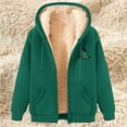 thumbnail image 5 of Black*Friday Discounted Items under $5 GaThRRgYP Fluffy Winter Coat for Women,Women's Fashionable Printed Fleece Hooded Sweatshirt Jacket Green M, 5 of 8