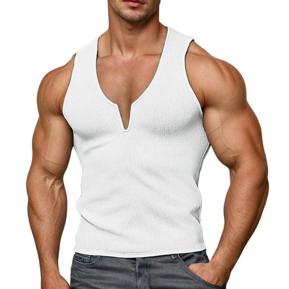 Men's V Neck Tank Tops Sleeveless Undershirt for Summer Casual Wear