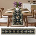 thumbnail image 6 of Boho Floral Black Table Runner 108 Inches Long, Geometric Ethnic Tribe Cotton Linen Table Runners Dresser Scarves, Decorative Fabric Tabletop Scarf Furniture Cover for Home Dinner Party 13"x108", 6 of 9