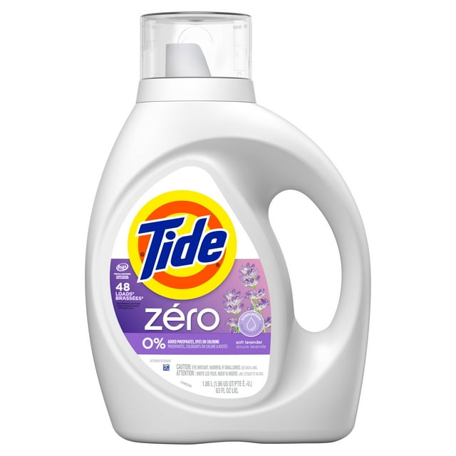 Tide Zero Liquid Laundry Detergent, Soft Lavender Scent, CleanScent Technology, 1.86 Litres, 48 Wash Loads