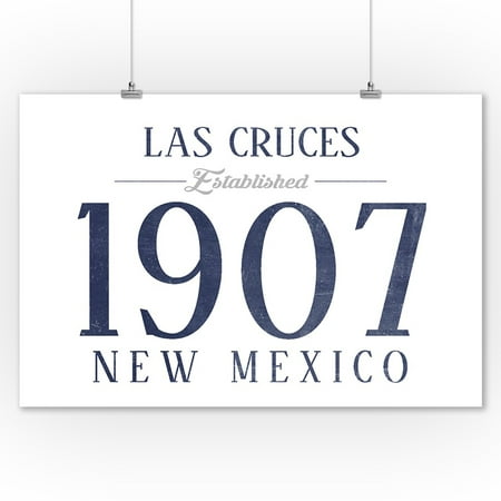 Las Cruces, New Mexico - Established Date (Blue) - Lantern Press Artwork (9x12 Art Print, Wall Decor Travel