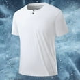 thumbnail image 2 of USNSM Mens Golf Shirts Henley Quick Dry Summer Solid Color Round Neck Shirt Casual Short Sleeve Moisture Wicking T Shirts White L, 2 of 8