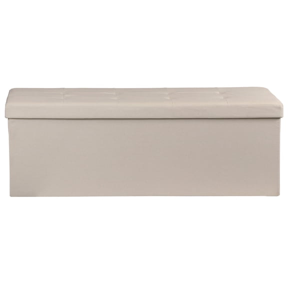 SuperDeal Storage Ottoman Bench Folding Bench Chest Foot Rest Stool with Large Storage Space Home Decor Beige