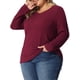 thumbnail image 4 of Agnes Orinda Women's Plus Size Knit Thin Fall Winter Trendy Crochet Comfy Pullover Sweaters 1X Burdeos, 4 of 6