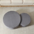 thumbnail image 3 of GZXS Multi-Functional Upholstered Round Coffee Tables Set - No Assembly, Gray Corduroy Fabric, Space-Saving Nesting Design for Modern Living Room (32" & 24"), 3 of 9