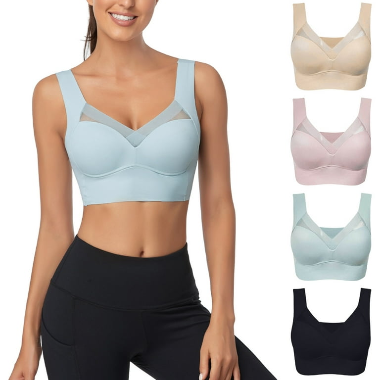 Womens Wirefree Padded Bras, Everyday Lounge Bra, Full Coverage Pullover  Plus Size, Seamless Lace Sports Bra (Color : D, Size : L (50-60kg))