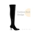 thumbnail image 3 of BLISSFUL STEP Faux Velvet Pointed Toe Stiletto Heels Over the Knee High Boots for Women Black 7, 3 of 6
