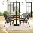 thumbnail image 3 of Martha Stewart 31.5" Round Indoor-Outdoor Bistro Dining Table with 4 Stackable Bistro Chairs - Black/White with Natural Woodgrain Aluminum Finish Frame, 3 of 12