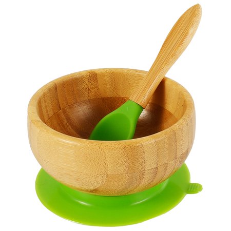 

HLONK Baby Bowl and Spoon Set Natural Bamboo Toddle Tableware