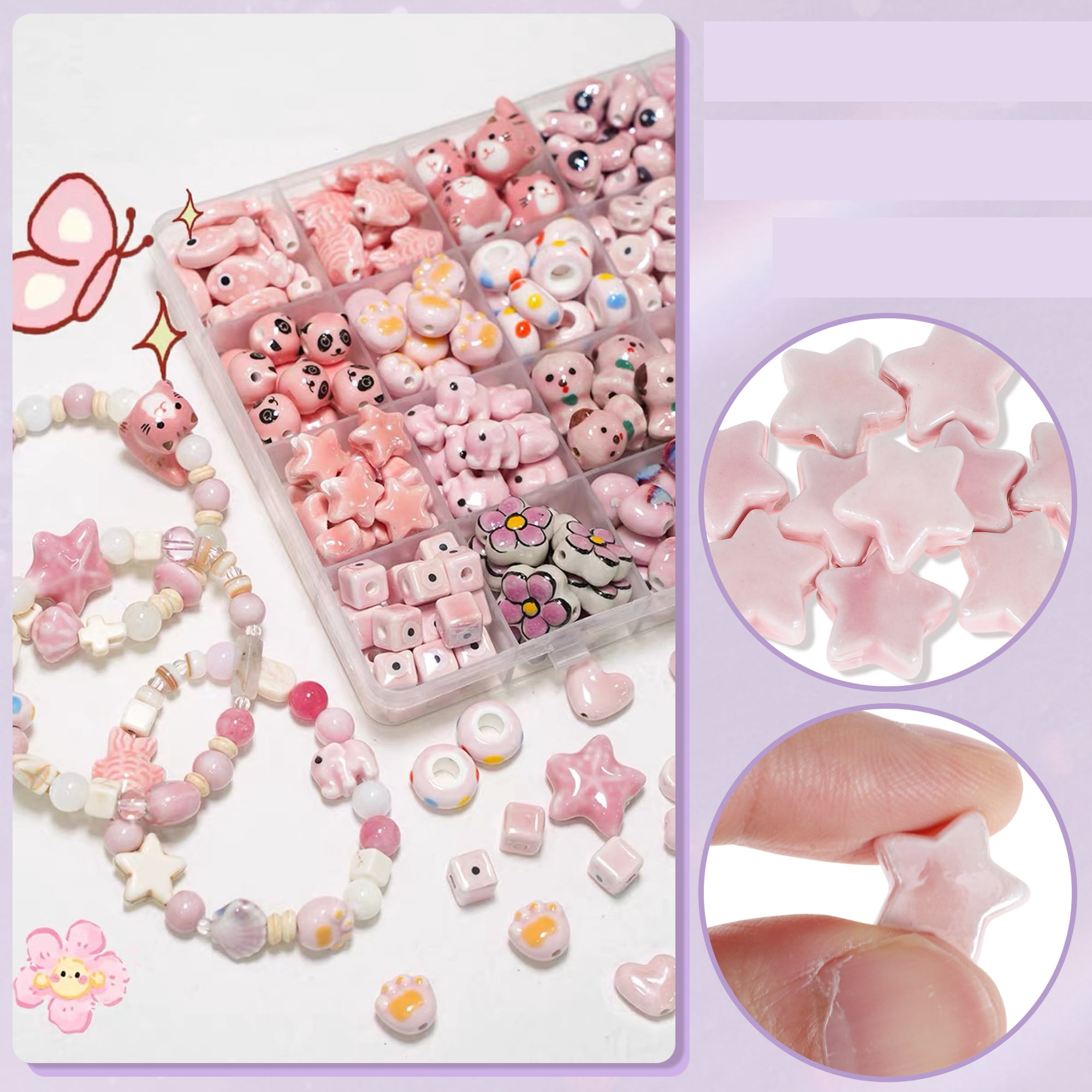 Unique Bargains Ceramic Beads Aesthetic Ceramic Beads Stars Shape 10 Pcs