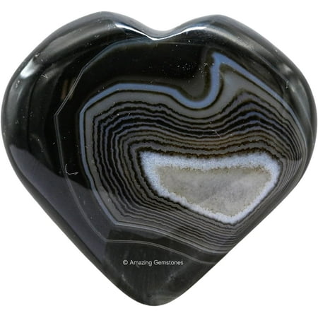 Black Onyx Agate Crystal Heart
