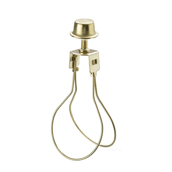 Aspen Creative 20026, Light Bulb Clip-On Adapter with shade attaching finial in Polished Brass Finish, 1 Pack