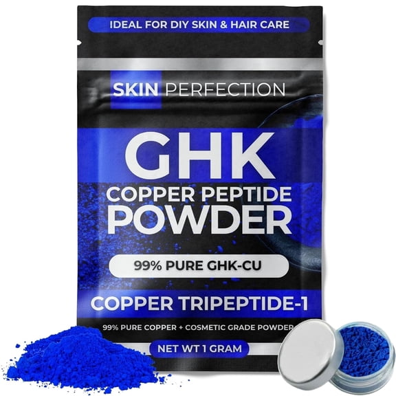 Skin Perfection GHK Copper Peptide Powder, Blue Peptide Cosmetic Ingredient for DIY Face and Hair Formulas, Add-In for Serums and Creams, 1 Gram