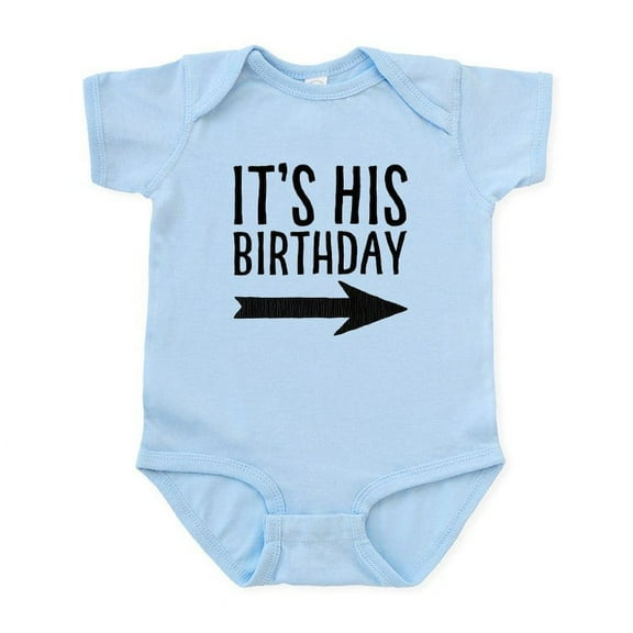 CafePress - It's His Birthday (Right Arrow) Baby Body Suit - Baby Light Bodysuit, Size Newborn - 24 Months
