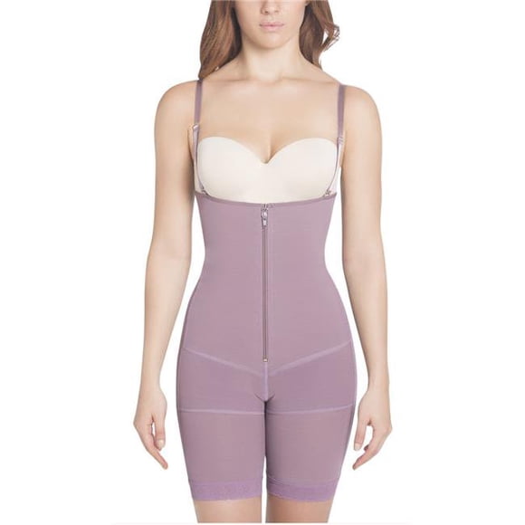 Postpartum High Compression Mid-Thigh Full Body Shaper - Purple- XL