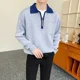 thumbnail image 2 of Suéteres beige con cremallera para hombre, ropa de hombre, suéteres de punto con cremallera para hombre, ropa de hombre, sudaderas de talla grande X, pide una holgada divertida, 2 of 5