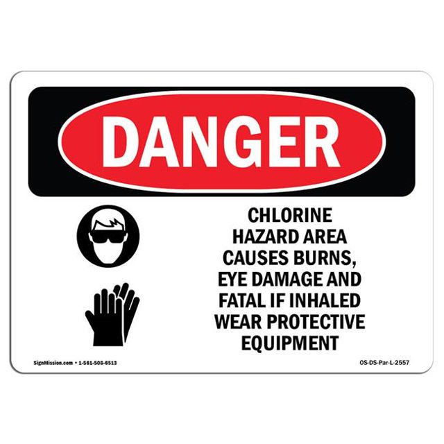 SignMission OS-DS-A-710-L-2557 Signe de Danger d'Osha de 7 x 10 Po - Causes de Danger de Chlore