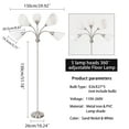 thumbnail image 4 of HonoDing 68-Inch Medusa Floor Lamp for Bedroom –  Floor Lamps with Adjustable Arm with 5 White Acrylic Shades, No Bulb(Satin Nickel), 4 of 10