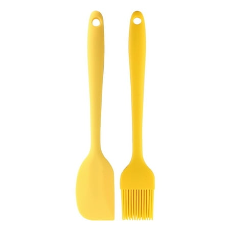 

Portable Silicone Integrated Cream Cake Scraper Brush Set Kitchen Baking Tools Yellow Silicone