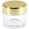 thumbnail image 3 of Beauticom 7g/7ml (0.23 Fl Oz) Thick Double Wall Leak-Proof Clear Plastic Jars with Flat Top Lids for Creams, Lotions, Powders, Glitters, and more... (Color: Metallic Gold, Quantity: 480pcs), 3 of 9