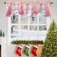 thumbnail image 3 of Christmas Snowman Tie Up Valances Curtain, Snowman Xmas Tree Snowflakes Winter Pink Adjustable Rod Pocket Short Window Treatment Tie Up Curtains Valances for Kitchen Living Room Bathroom 60x18 Inches, 3 of 9