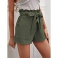 thumbnail image 4 of Women's Casual Wide Leg Shorts Solid Paper Bag High Waist Belted Shorts, 4 of 6