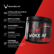 Bucked Up Woke AF Pre-Workout Powder, Increased Energy, Cherry Candy, 333 mg Caffeine, 20 Servings