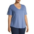 thumbnail image 4 of Terra & Sky Short Sleeve Ringer Solid Print T-Shirt (Women's Plus) 1 Pack, 4 of 6