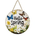 thumbnail image 2 of Spring Welcome Sign (30Cm), " Spring" Butterfly & Round Wall Sign 7.87/11.81In Rustic Spring Decor Plaque for Home Door Window Indoor/Outdoor Decoration &, 2 of 5