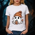 thumbnail image 6 of Akiihool Halloween Women Women's T-Shirts Crew-Neck Boho Flowers Wildflowers Tee Cute Summer Graphic Shirts Short Sleeve T Shirt White,L, 6 of 8