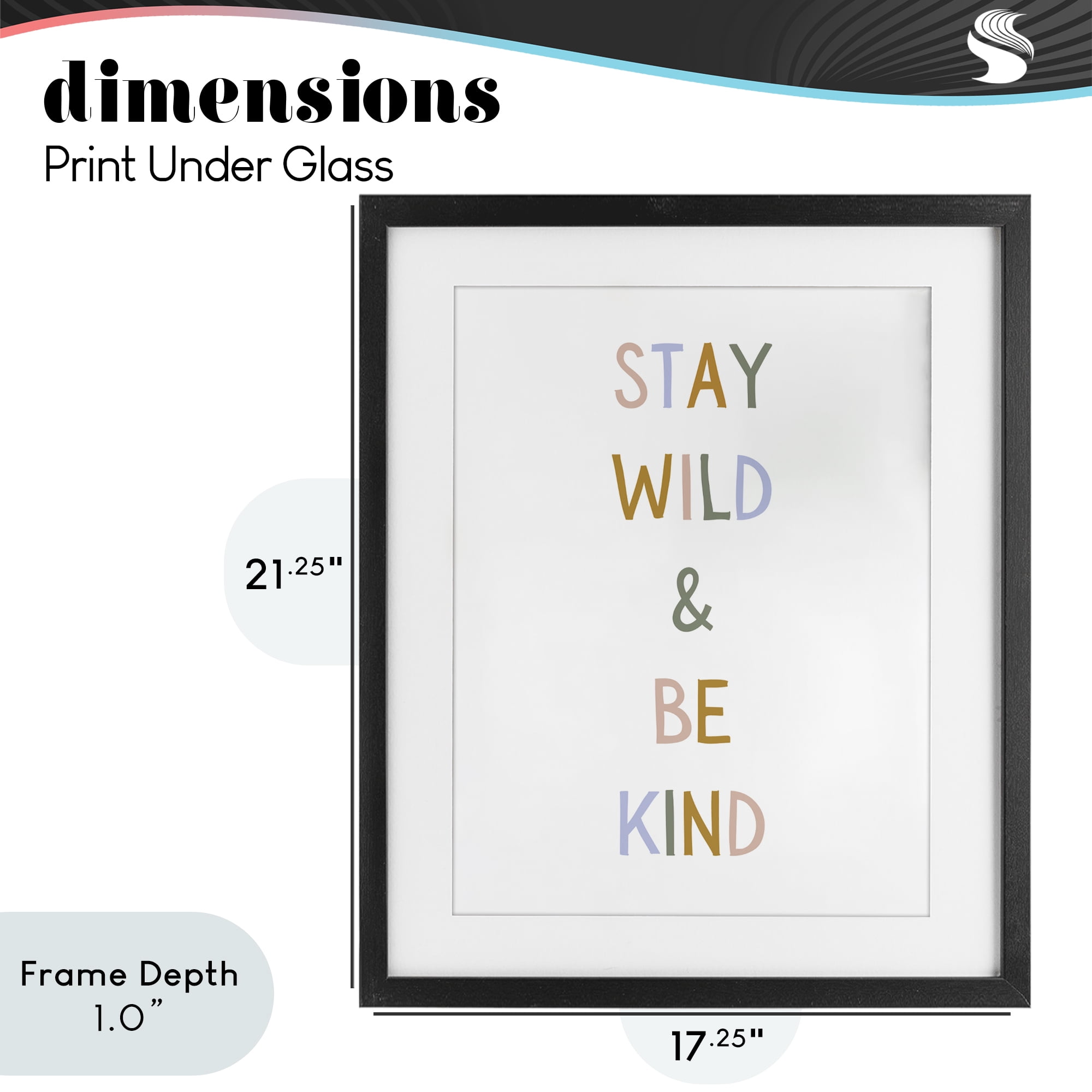 Stupell Industries Stay Wild Be Kind Black Framed Print Under Glass, design by Katie Griggs