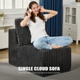 thumbnail image 3 of Single Sofa 1 Seat Couch with Deep Seat Memory Foam Cloud Sofa Chair with Pillows Large Sofa with L Shape for Living Room Bedroom (Strip Grey, Single), 3 of 8