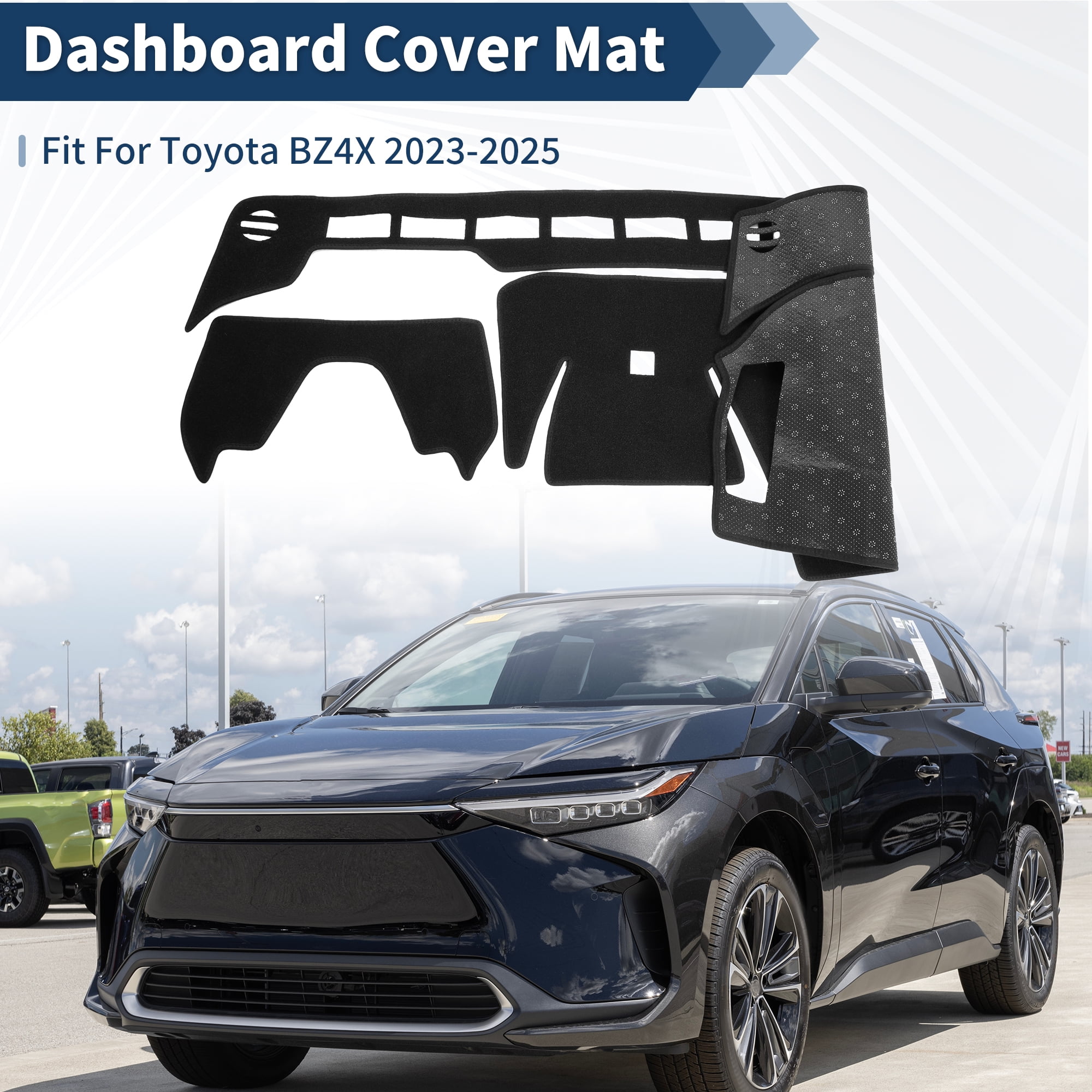 Unique Bargains Dash Cover for Toyota BZ4X 2023-2025 Accessories Dashboard Cover Mat Polyester Dashboard Mat Sunshade Non-Slip Dashboard Protector Anti-Glare& Beat the Heat