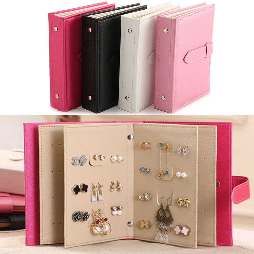 Portable Earring Necklace Holder Book Jewelry Box Storage Organizer