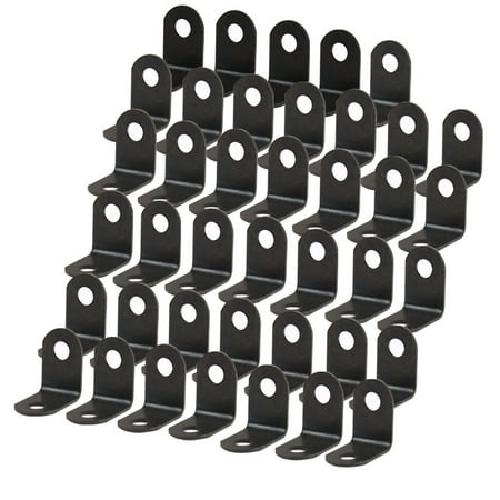 Metal Corner Braces For Wood 16x16mm Angle Bracket Metal Black Brace Fastener Shelf Support Corner Protector for Wood Bookshelf Cabinet, 40pcs ()