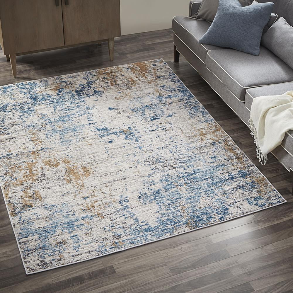 Madison Park Newport Pegasus Abstract 8x10 Cream/Blue Area Rug 8' x 10