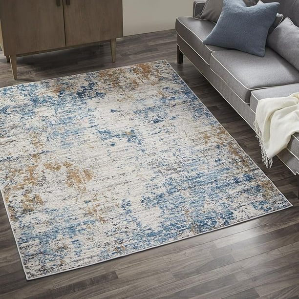 Madison Park Newport Pegasus Abstract 8x10 Cream/Blue Area Rug 8' x 10
