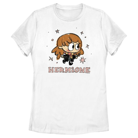 Women's Harry Potter Hermione Starry Cartoon  Graphic Tee White Large