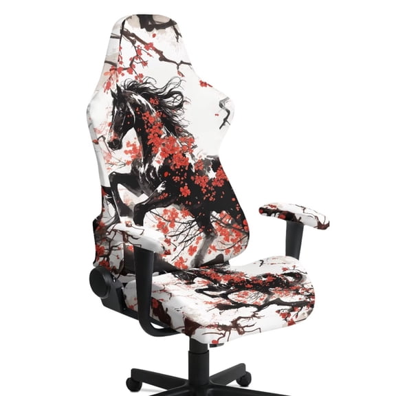 FUIALDOLG Stretch Horse Gaming Chair Covers Set Non-slip Dust Proof Computer Chair Covers with Armrest Pads Machine Washable Breathable Chair Seat Covers for Women Men Office,Home Decor