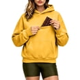 thumbnail image 7 of KHONTS Hidden Pocket Hoodies for Women Basic Classic Pouch Hooded Sweatshirts Casual Plain Baggy Stylish Couple Pullover Tops Yellow XL, 7 of 7