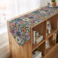 thumbnail image 4 of Colorful Floral Table Runner Linen Burlap Table Runner 72 Inches Long Modern Elegant Pastoral Art Flowers Dresser Scarves for Kitchen Island Coffee Dining Room Party Wedding Holiday Decor 14"x72", 4 of 8