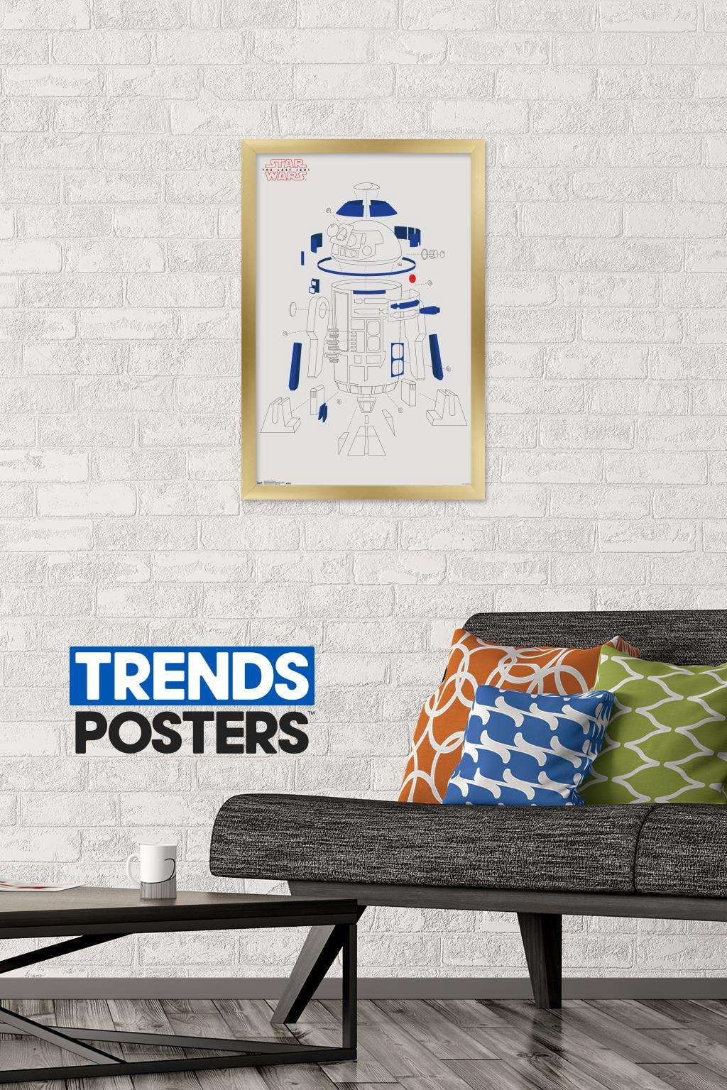 Star Wars: The Last Jedi - R2 Blowout Wall Poster, 14.725" x 22.375", Framed