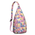 thumbnail image 1 of Palm Tree Paradise Sling Backpack - Vibrant Hawaiian Island Print, Fashionable Multi-Functional Daypack, 1 of 4