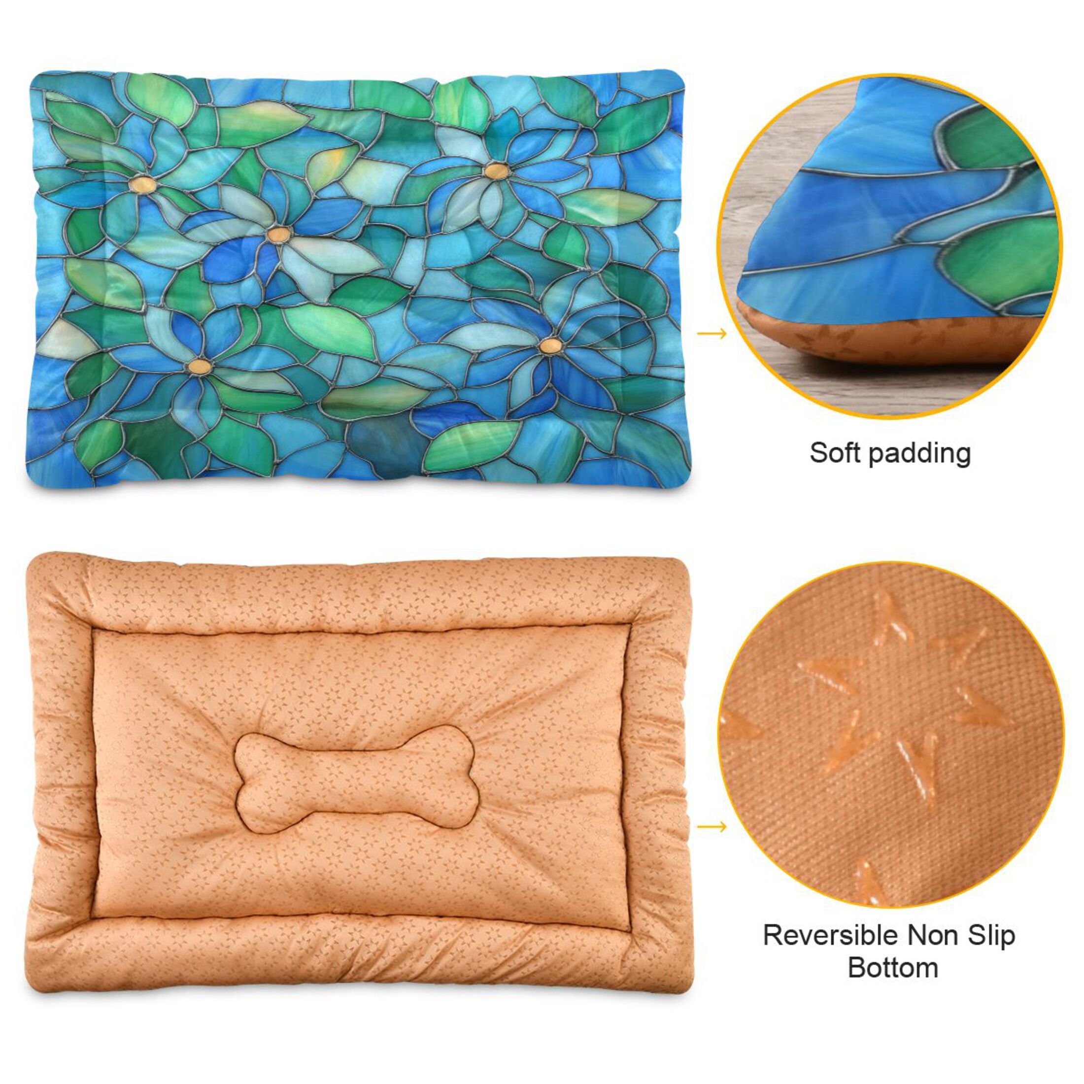 Qxltty Light Blue Green Glass Ped Pad Wear-resistant and Hard to Bite Through Sleeping Pad for Small Medium Large Dogs Winter Pet Bed 36×24in