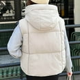 thumbnail image 3 of Hvyesh Cropped Puffer Vest Women Lightweight Quilted Stand Collar Sleeveless Jackets Fall Winter Zip Up Padded Coat with Hood White XXL, 3 of 6