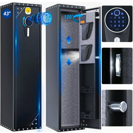 Gun Safe Blacksmith Biometric 5 Gun Safes for Rifles and Shotguns with Side Pockets and Removable Storage Shelf Fingerprint Quick Access Rifles Safes Gun Cabinet