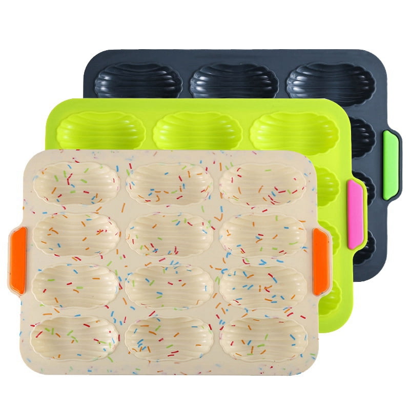 3 PCS Silicone Baking Tray Madeleines Tin 12Hole DIY Mold Bread Pan