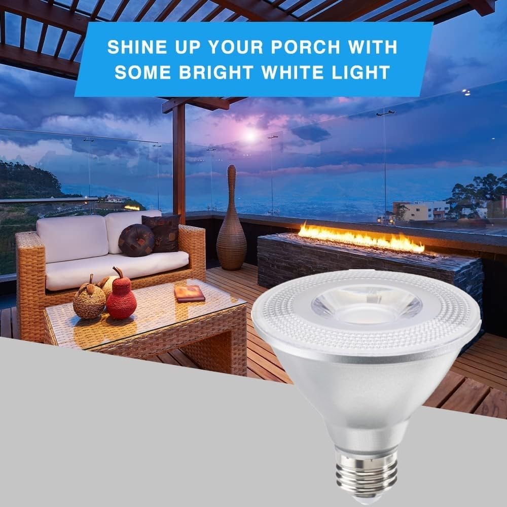 Diodesy- Pack of 4 LED10PAR30S/FL40/827/WD/2 PAR30 LED Short Neck Flood Wet Light Bulb, 10W (75W Incandescent Equiv.), 2700K Warm White, Dimmable, Long Lasting, E26 Security Light for Accent/Tracking