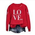 thumbnail image 5 of Valentine's Day Love Print Women's Hoodless Long Sleeve Crewneck Casual Pullover Top Soft Athletic Wearfor Daily Outfits Loose Womens Sweatshirts A-Red L, 5 of 5